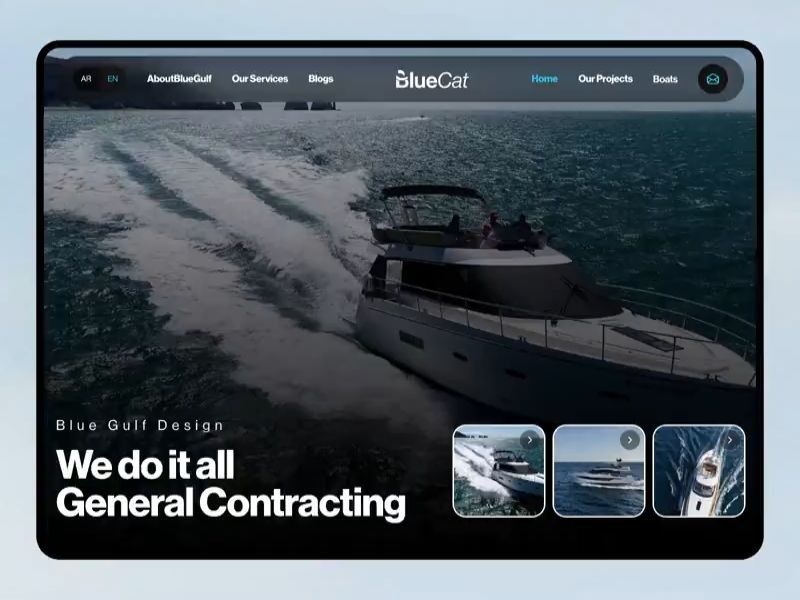 BlueCat - Luxury Yacht & Boat Service Landing Page Design