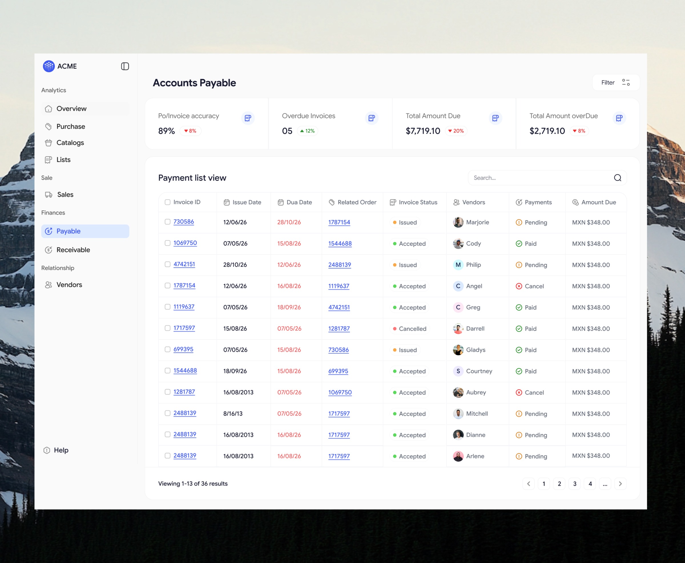 Saas ProductAccount Payable Dashboard Image 0