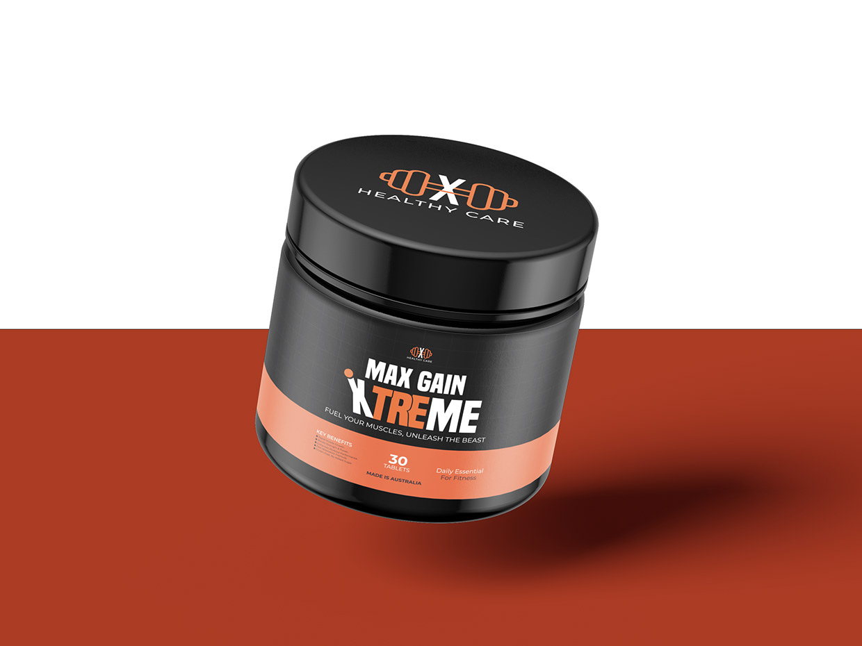 Max Gain Xtreme – Fitness Supplement Label Design Image 1