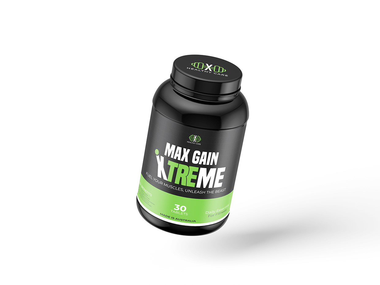 Max Gain Xtreme – Fitness Supplement Label Design Image 3