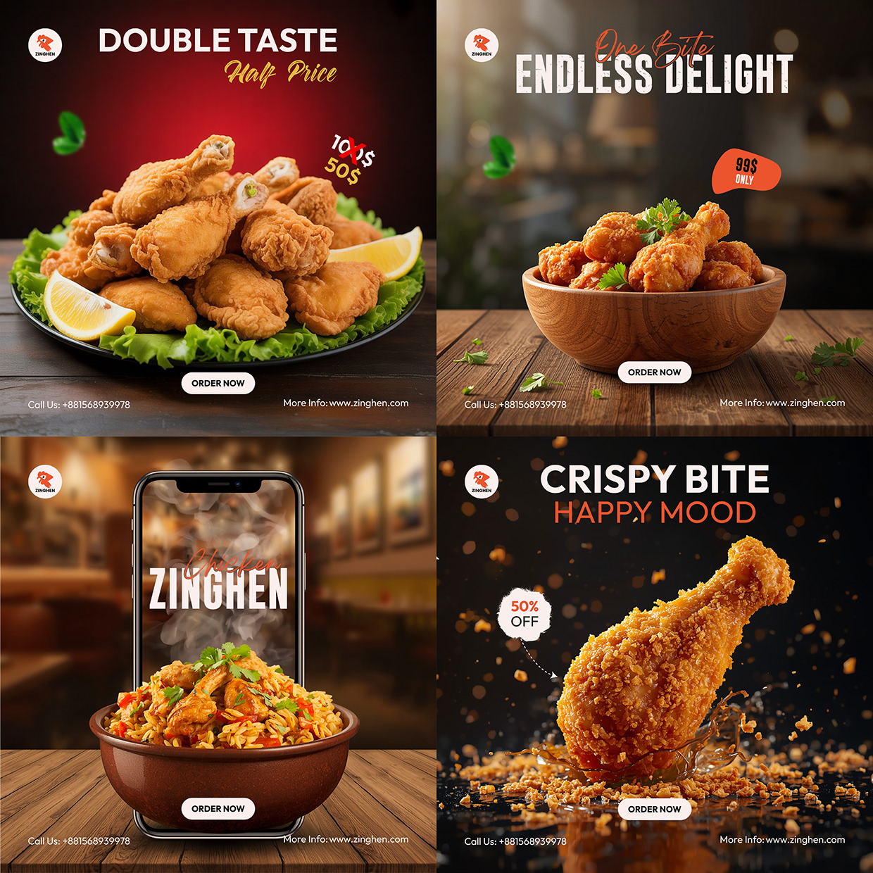 ZINGHEN – Modern Chicken Brand Logo Design Image 16