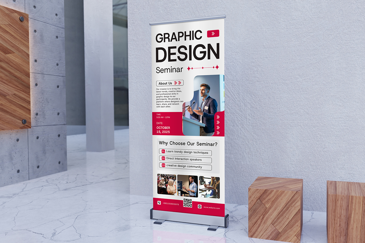 Graphic Design Seminar Roll-up Banner Design Image 1