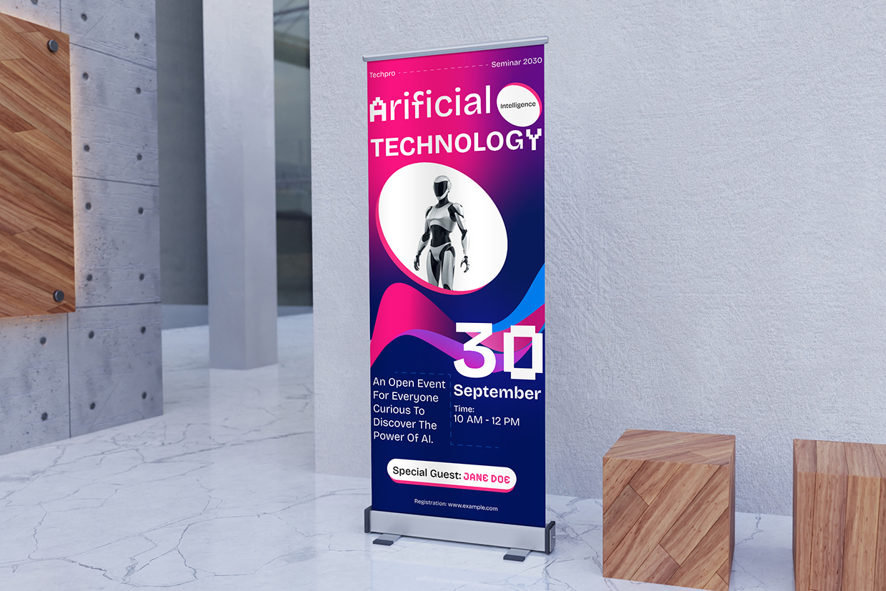 Artificial Intelligence Seminar Roll-Up Banner Design Image 0