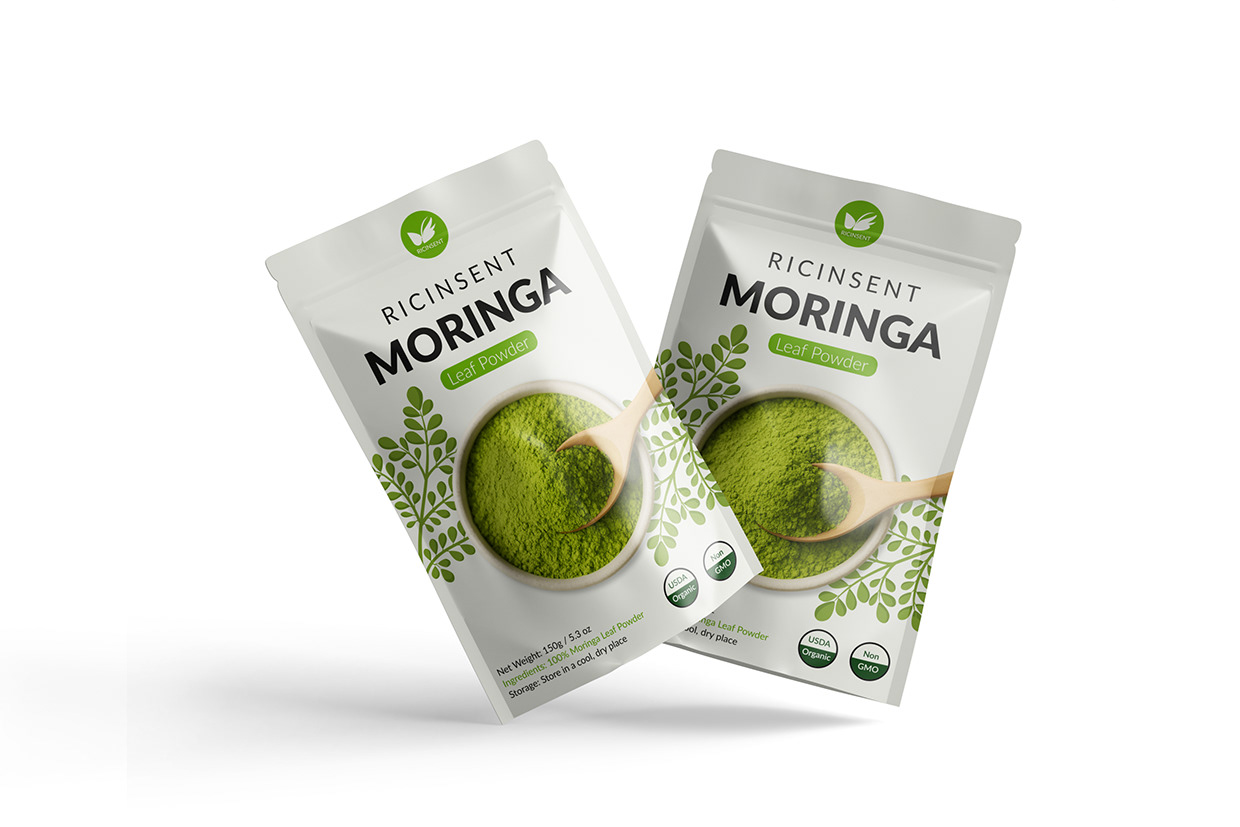 RicinSent Moringa Leaf Powder Packaging Design