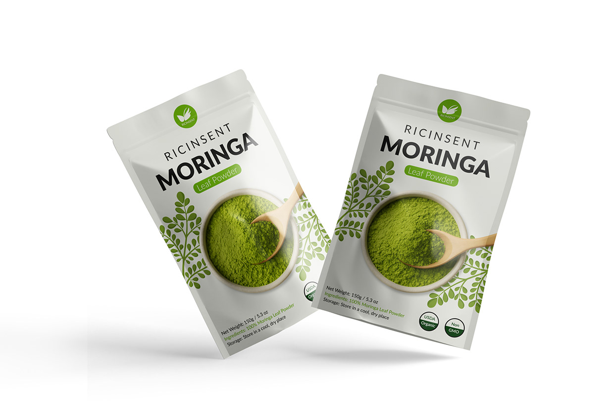 RicinSent Moringa Leaf Powder Packaging Design Image 1