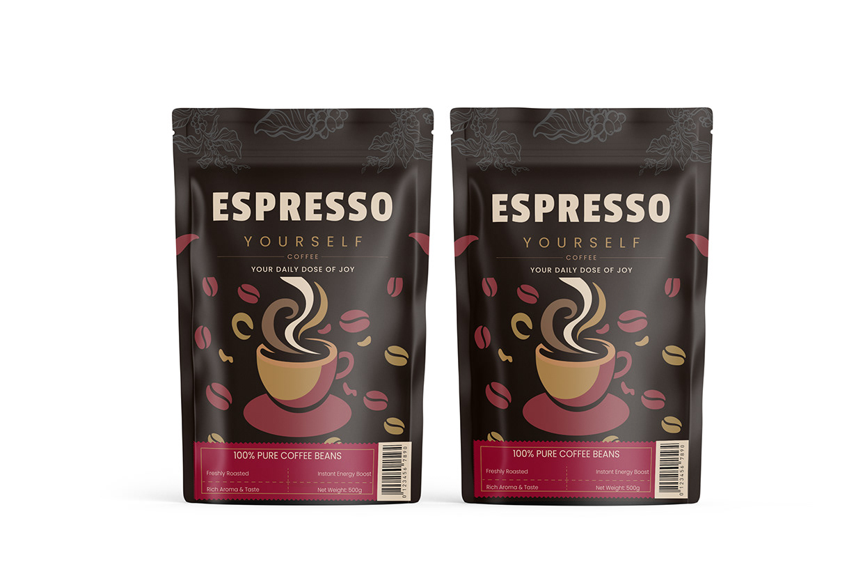 Espresso Modern Coffee Pouch Packaging Design