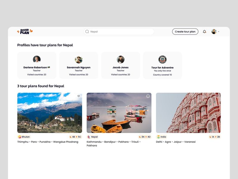 Rover Plan 🚀 Search Result UI