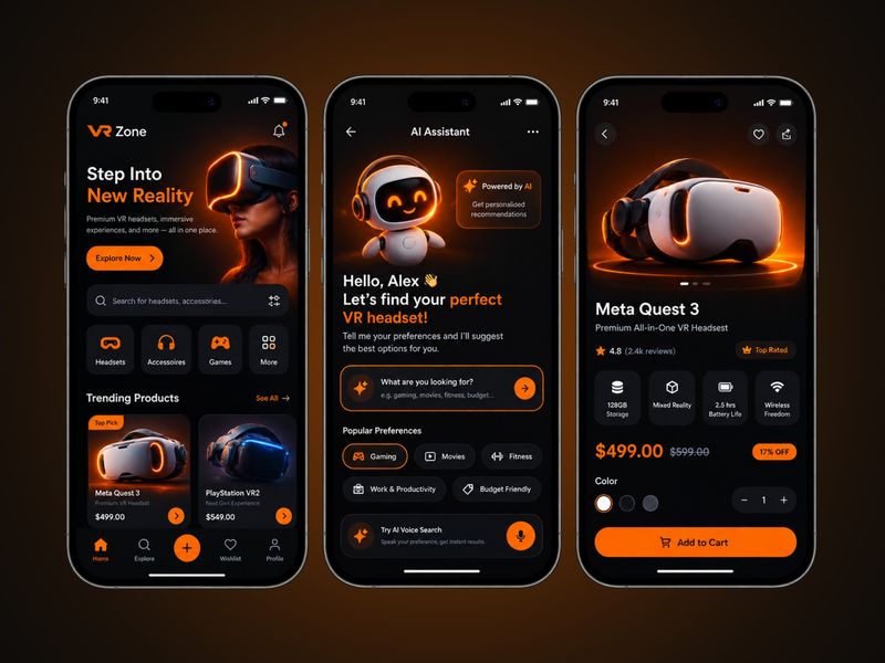 VR Zone - VR E-Commerce Mobile App UI