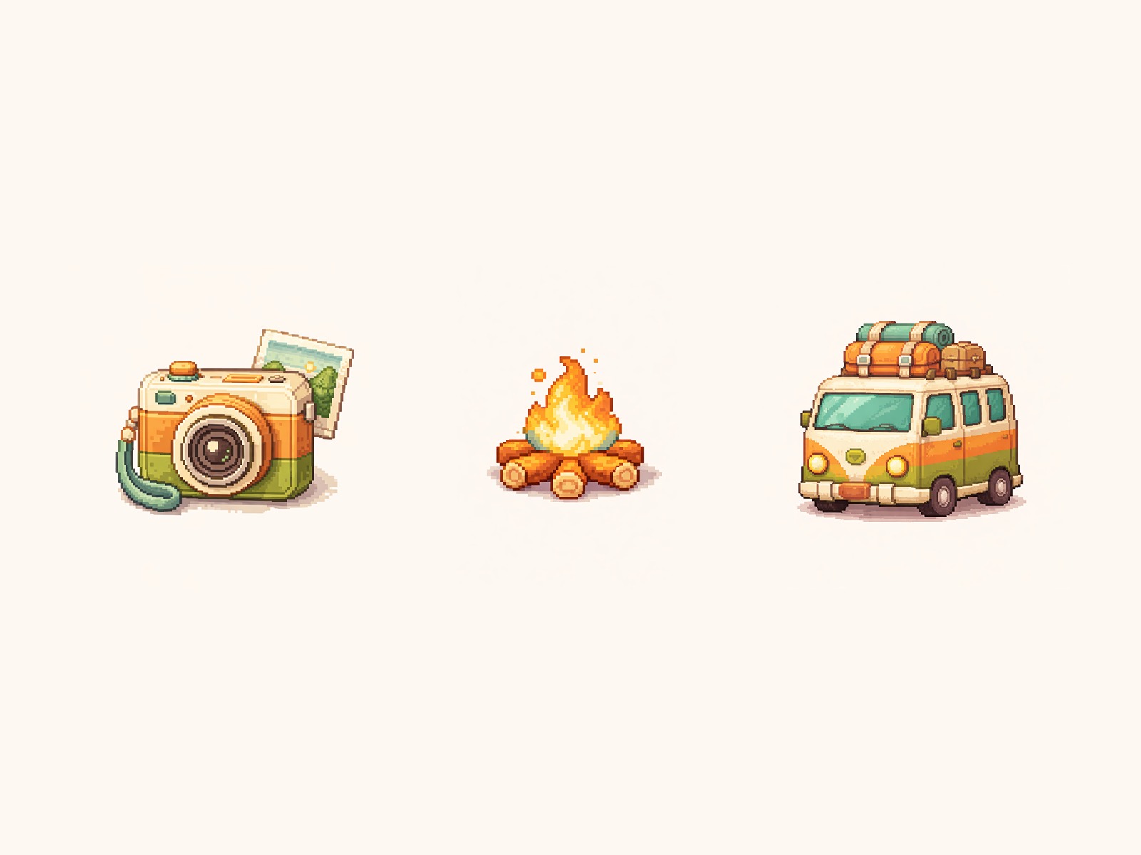 Aesthetic Travel & Adventure Pixel Icons Image 2