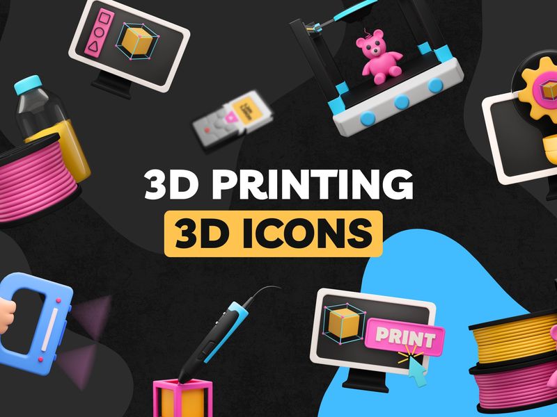 3D Printing Free 3D Icon Pack for Designers - Pikkovia