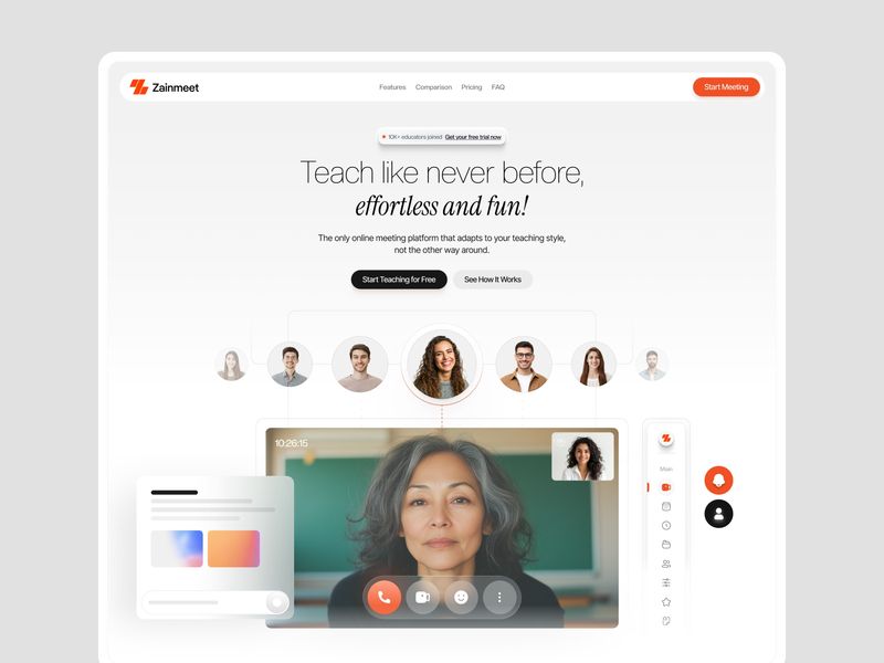 Online Teaching Platform Hero Section UI
