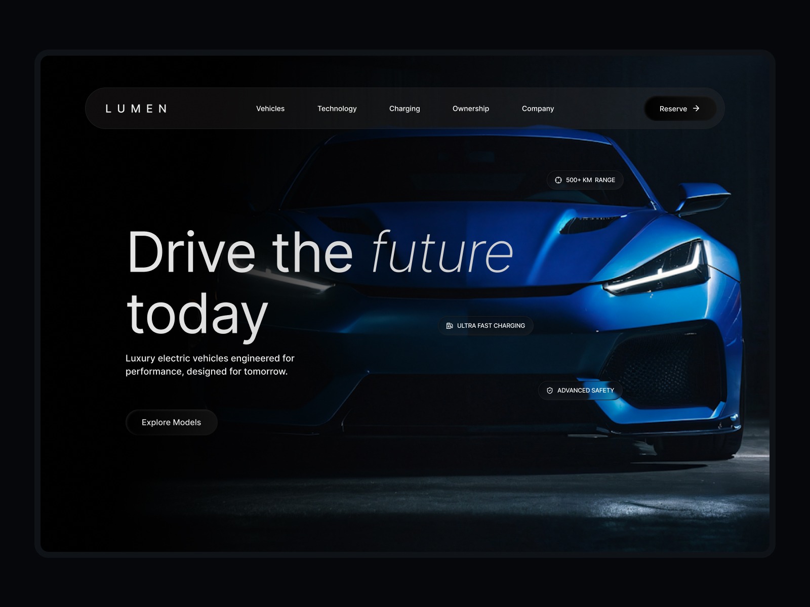 EV Mobility Landing Page Design