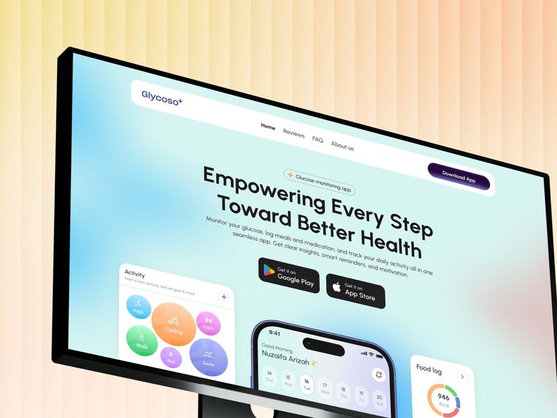 Healthcare App Landing Page | Website Design for Glucose Track