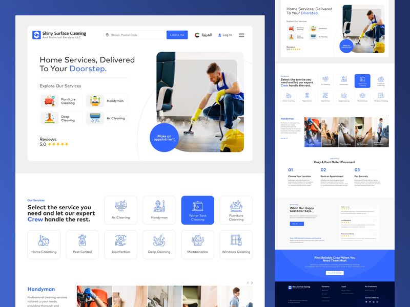 Home Services Website UI Design - Shiny Surface