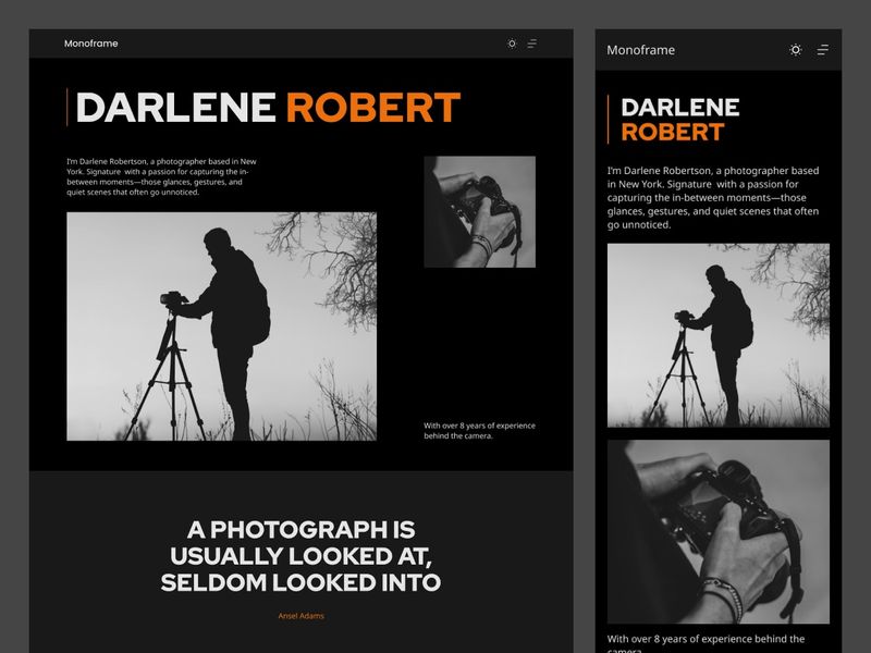 Monoframe - Photography Portfolio Website Framer Template