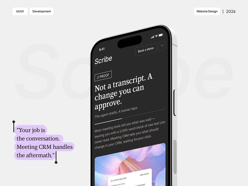 Scribe - AI SaaS Website & CRM Diff App UI/UX Design