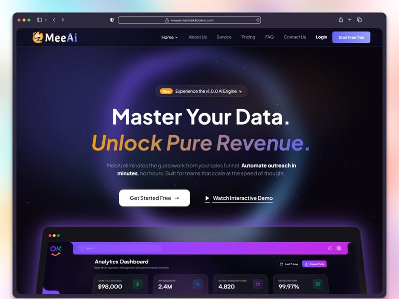 MeeAi - Modern AI SaaS & Tech Landing Page Template 🚀
