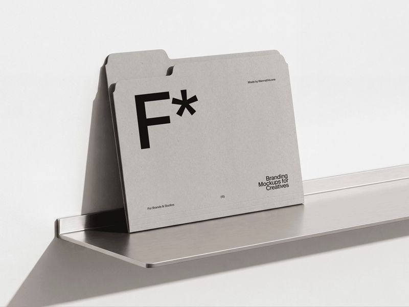 Tab File Folder Mockup on Shelf