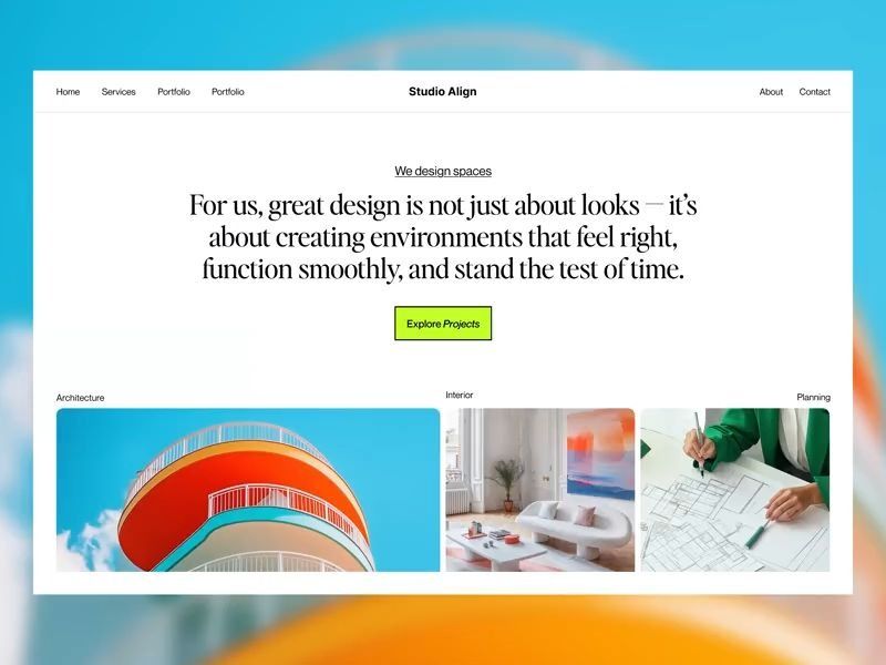 Studio Align Website Hero Exploration