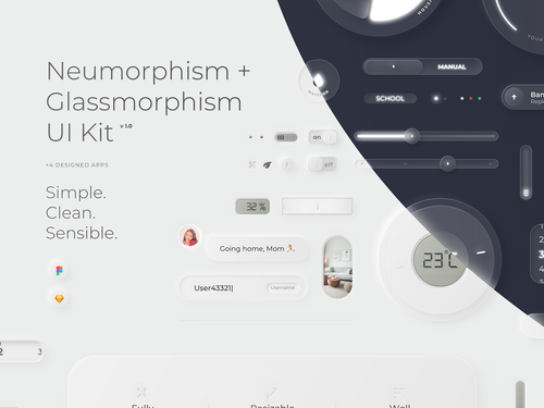Neumorphism + Glassmorphism UI Kit on Behance