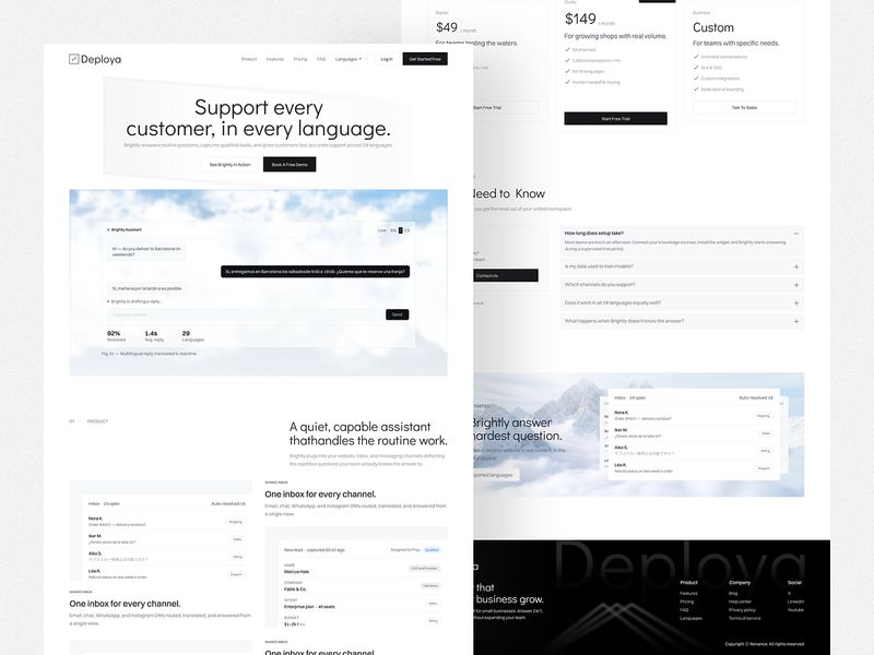 AI Customer Support SaaS Website Design