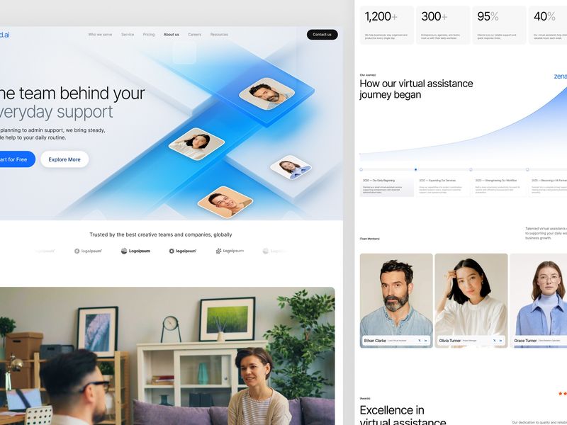 Virtual assistant about us page