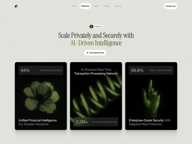 🛡️ Enterprise FinTech Feature Section — AI Platform UI