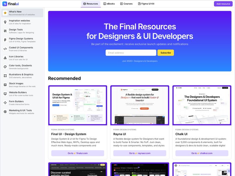 Final UI  - Resources and Tools