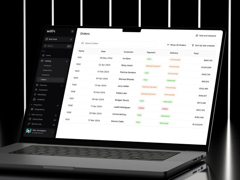 Fashion Clothing Ecommerce Dashboard | Wink | Orbix Studio