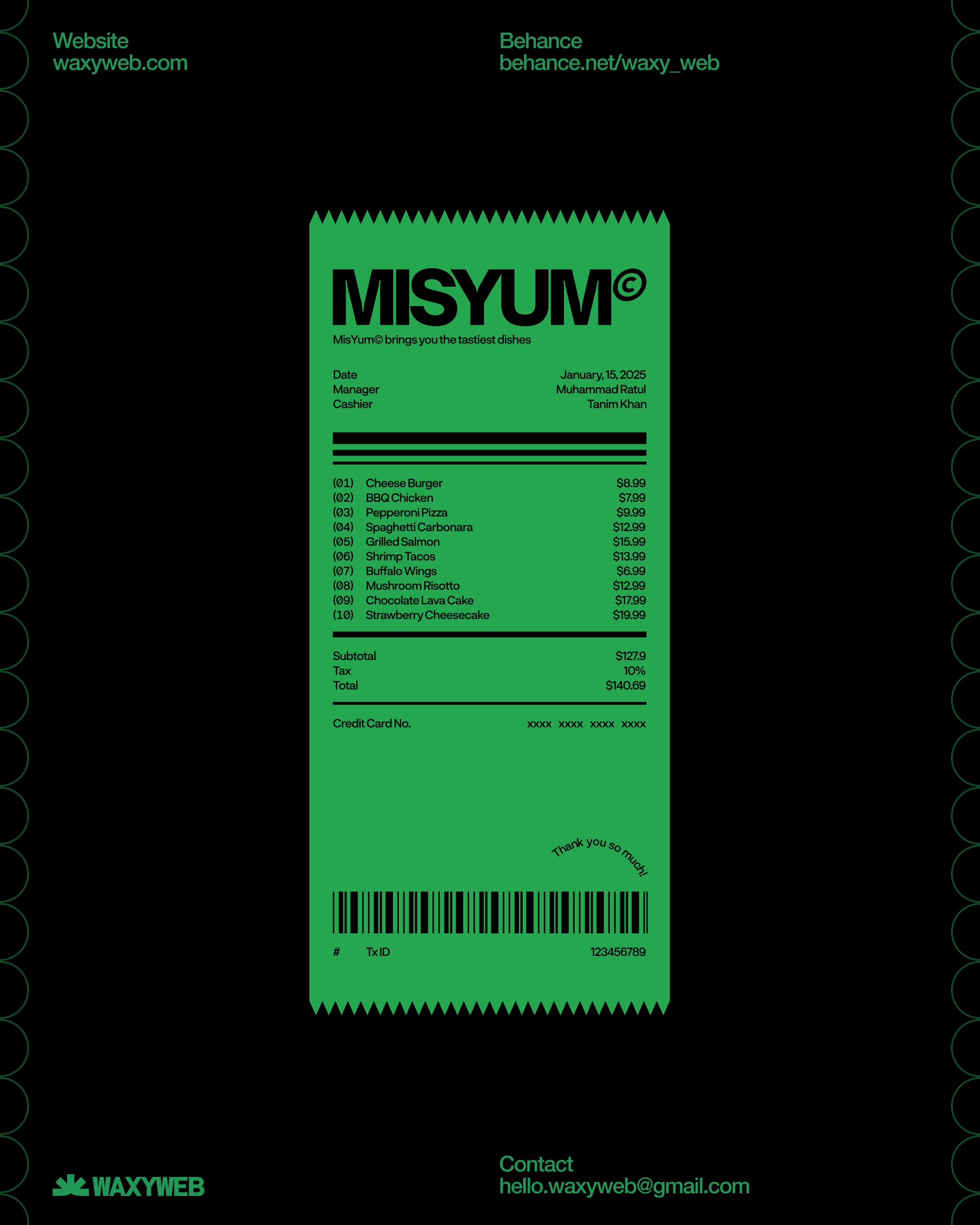 Restaurant Money Receipt Image 1