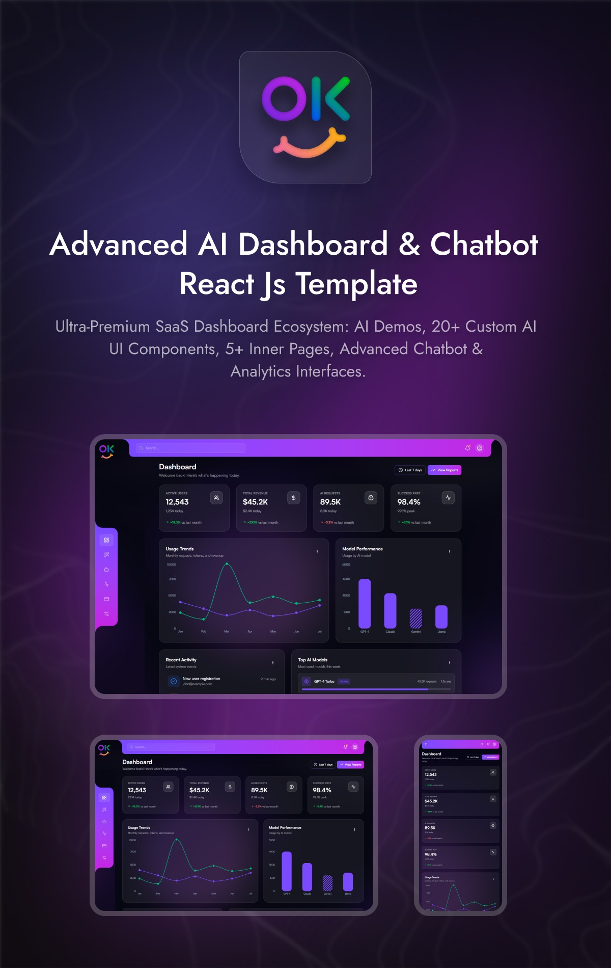 OkyAi – Advanced AI Dashboard & Chatbot React Template Image 0