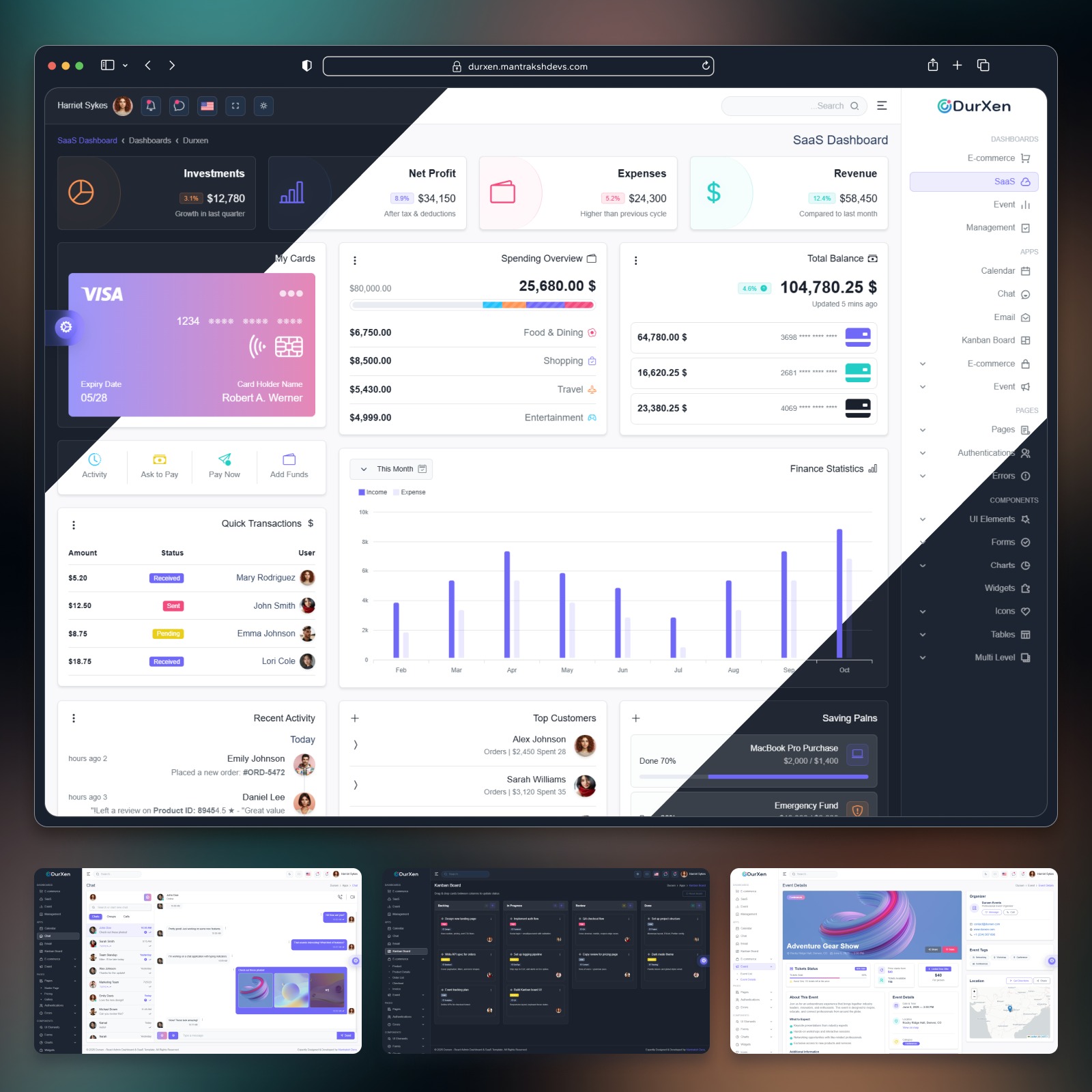 Durxen — Premium React 19 & Bootstrap 5 Admin Dashboard Template (Full RTL Layout) 📊⚡