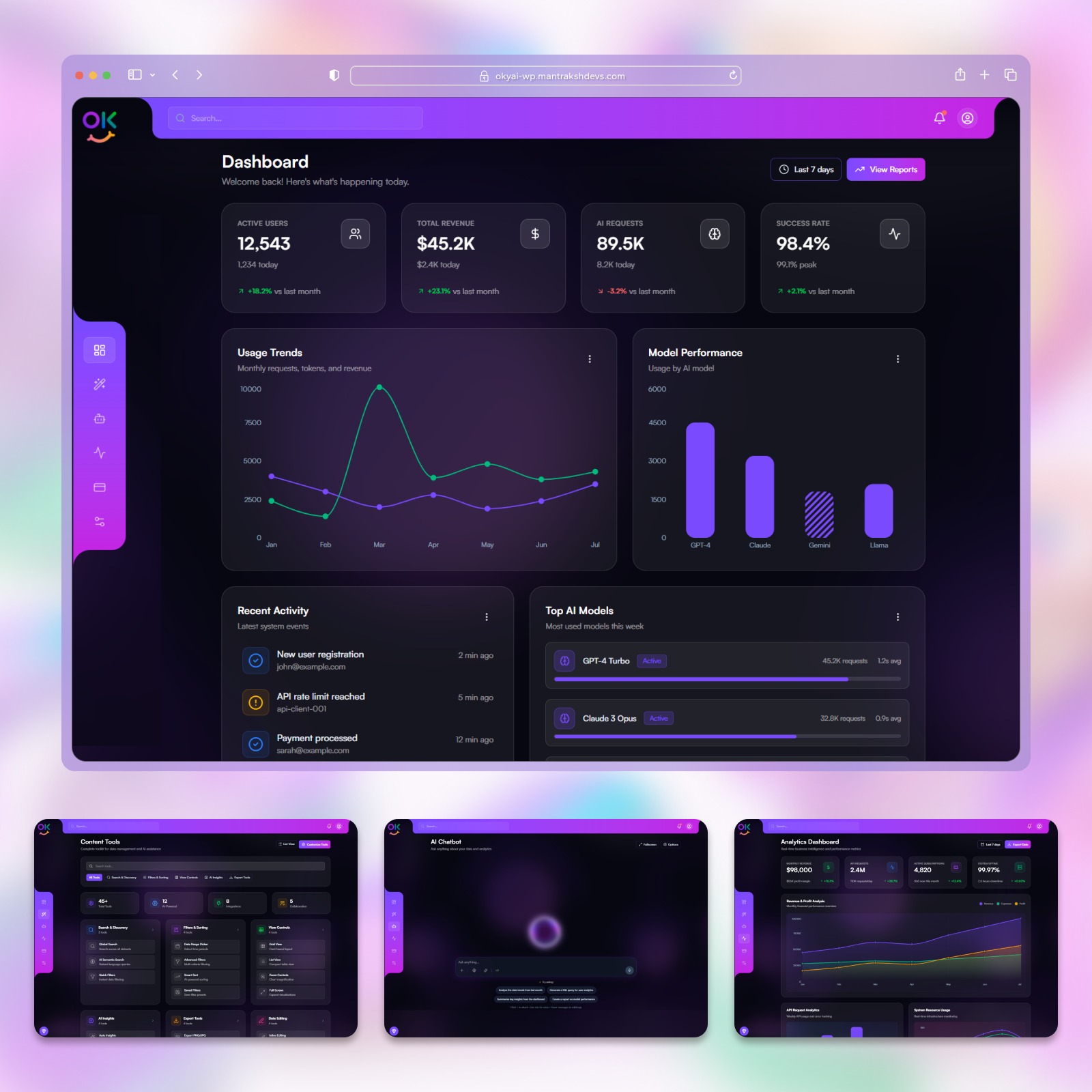 OkyAi – AI Dashboard & AI Chatbot React Template (UI/UX Kit)