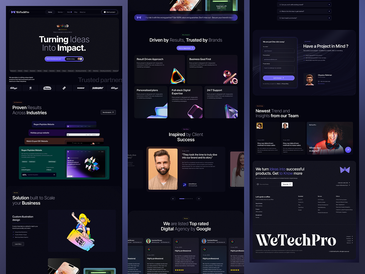 WeTechPro Agency — Full Homepage Design in Dark UI