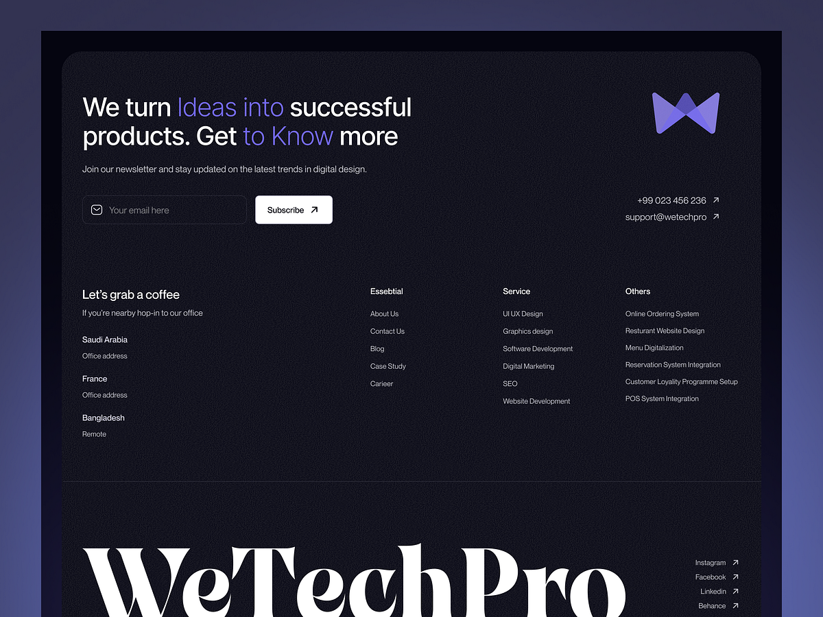 WeTechPro Agency — Full Homepage Design in Dark UI Image 1