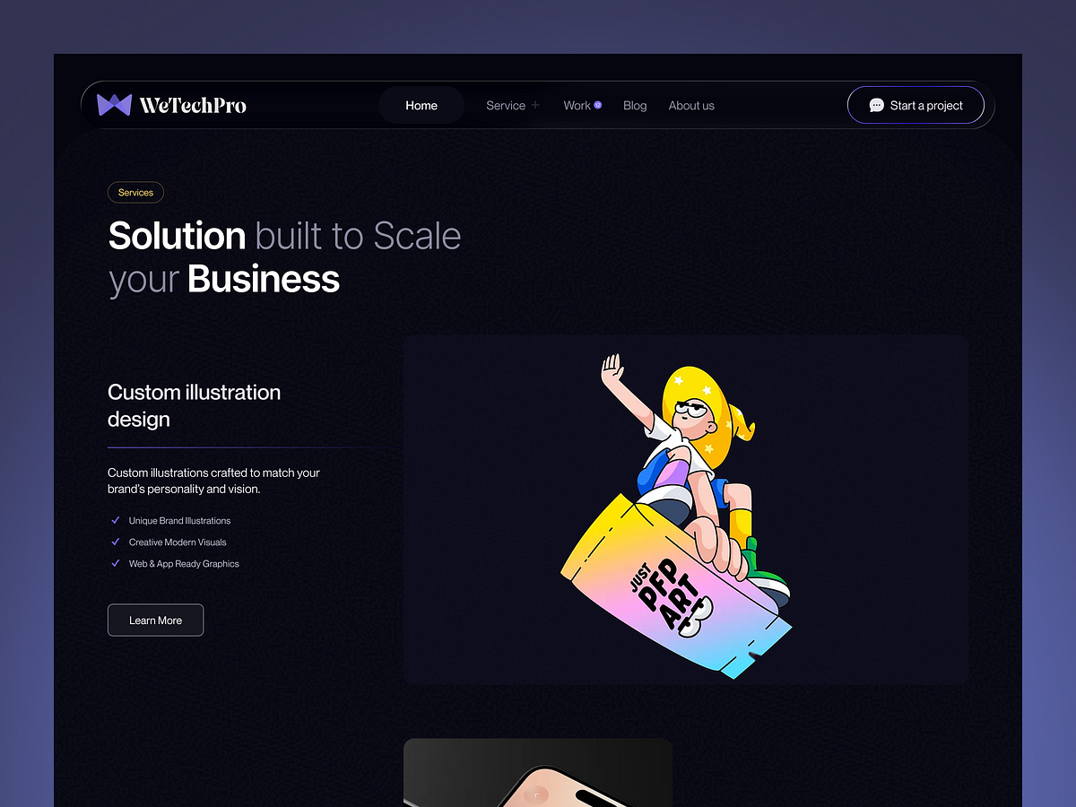 WeTechPro Agency — Full Homepage Design in Dark UI Image 2