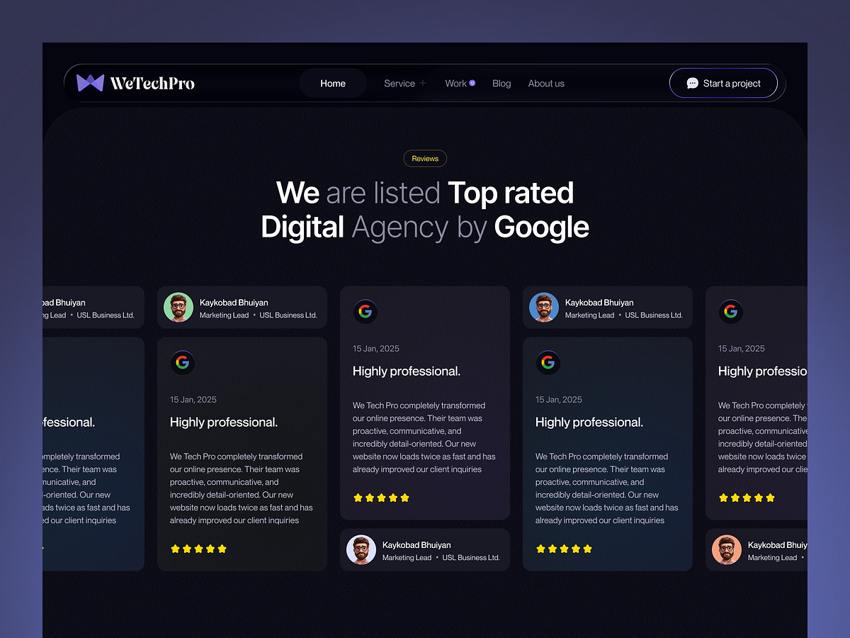 WeTechPro Agency — Full Homepage Design in Dark UI Image 3