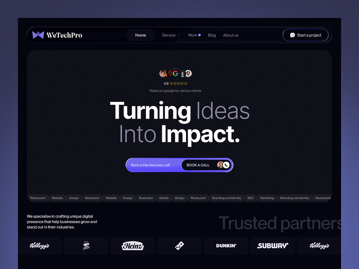 WeTechPro Agency — Full Homepage Design in Dark UI Image 5
