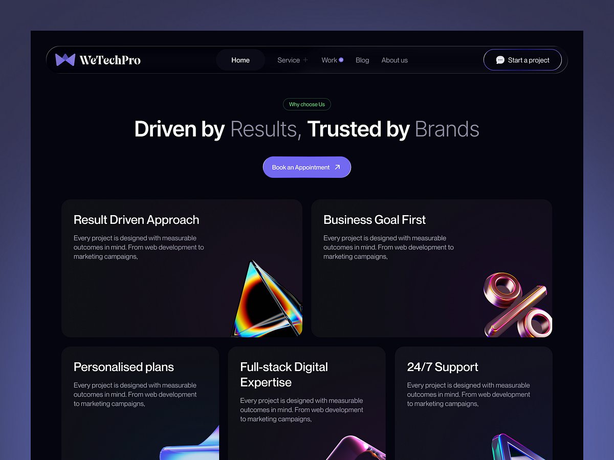 WeTechPro Agency — Full Homepage Design in Dark UI Image 6