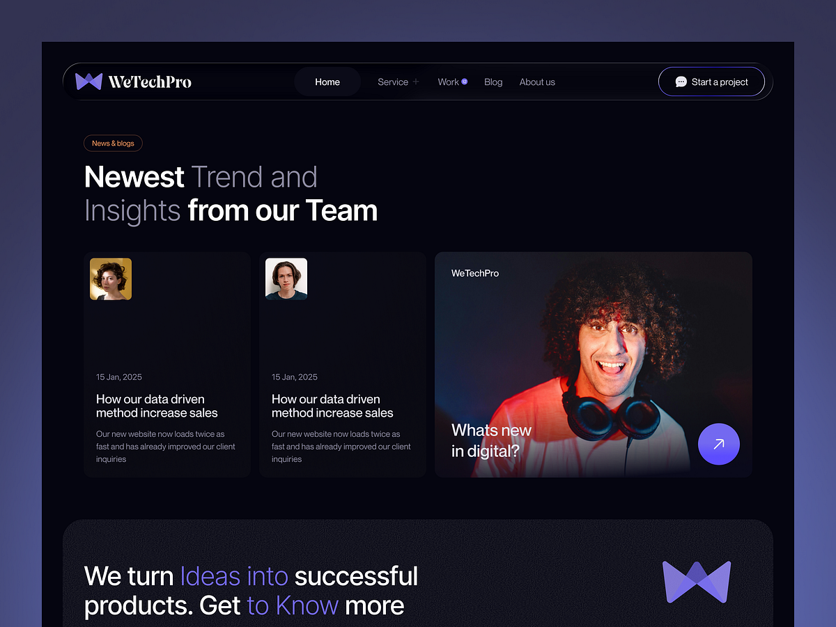 WeTechPro Agency — Full Homepage Design in Dark UI Image 7