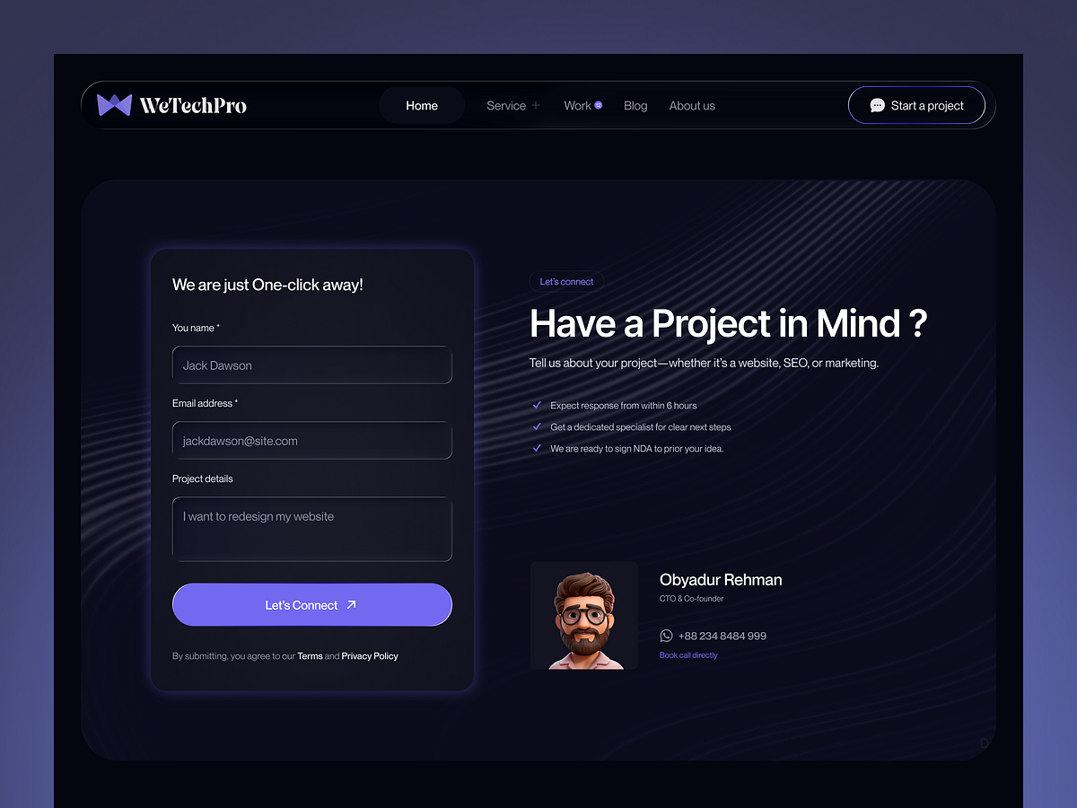 WeTechPro Agency — Full Homepage Design in Dark UI Image 8