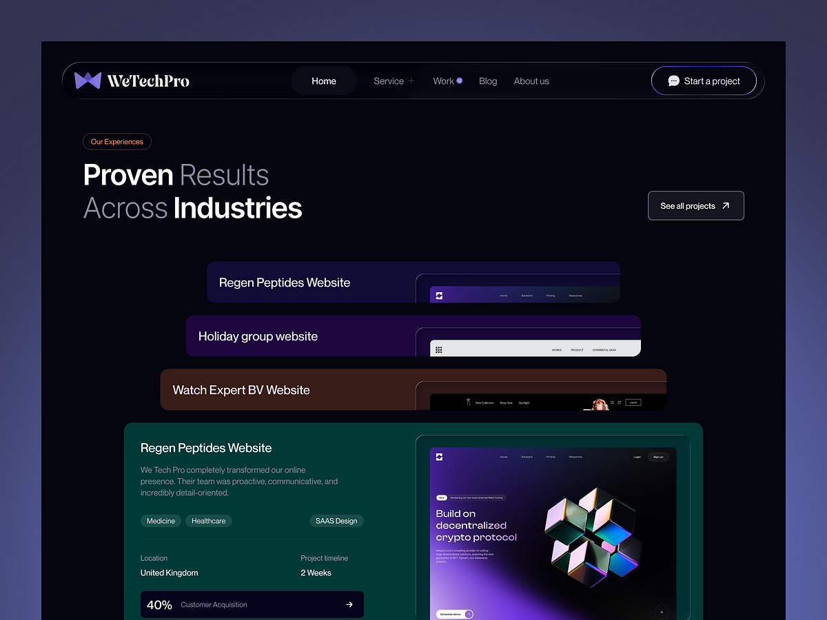 WeTechPro Agency — Full Homepage Design in Dark UI Image 9