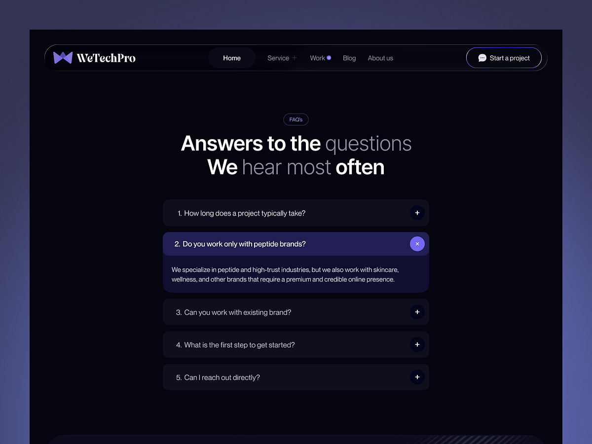 WeTechPro Agency — Full Homepage Design in Dark UI Image 11