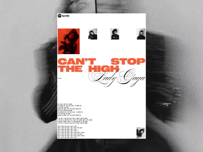 Spotify-Inspired Lady Gaga Poster Design: Editorial Typography & Music UI Concept