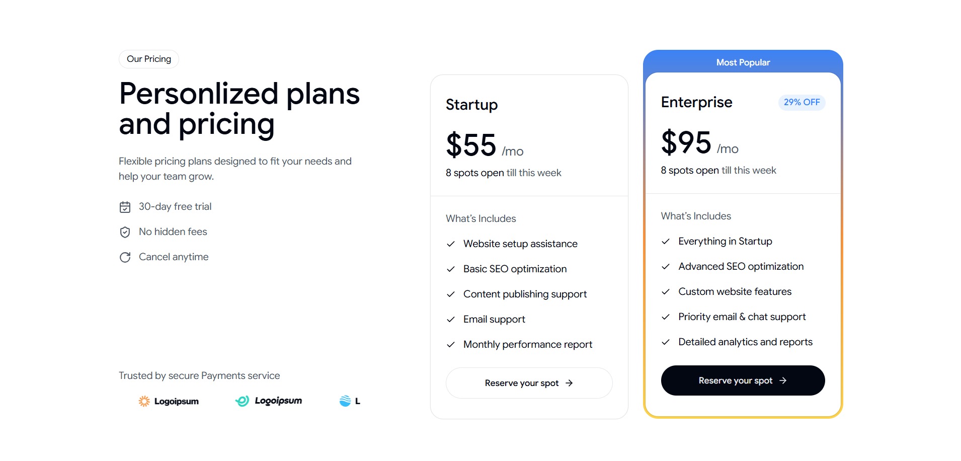 15+ Shadcn Pricing Sections, Blocks, Templates & Components Image 9