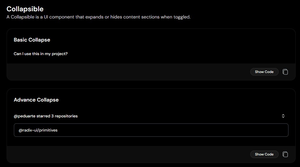 Newly Added Shadcn Collapsible Components for Your Web Projects Image 2