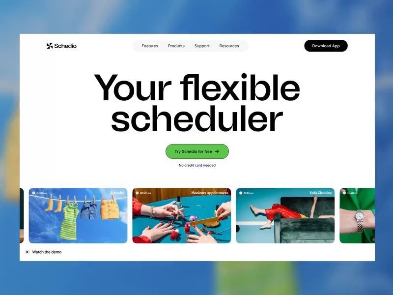 Schedio SaaS Landing Page UI Exploration