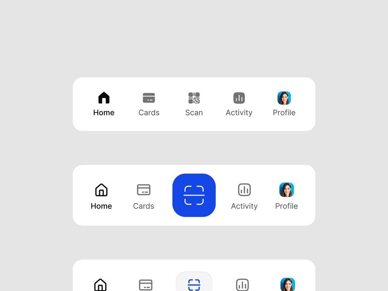 Tab Bar UI Variations Exploration.