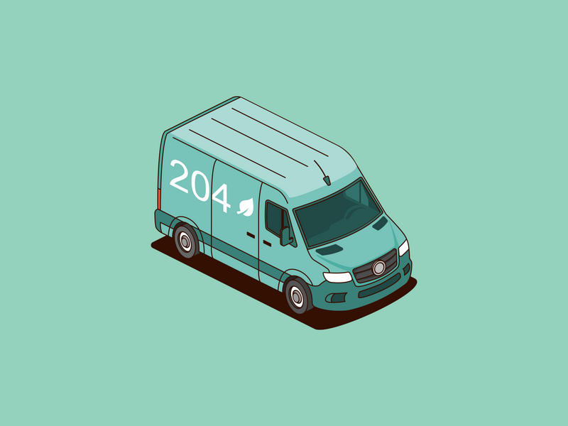 Eco-Friendly Delivery Van Isometric Illustration