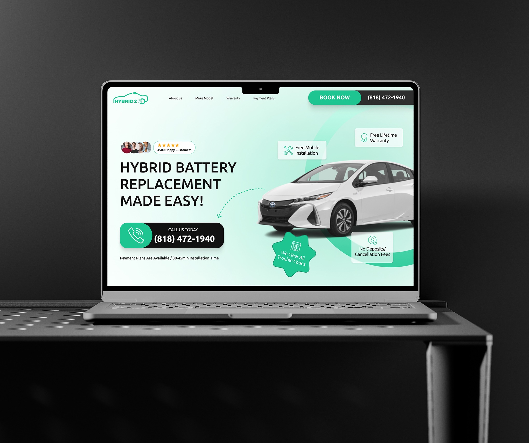 Hybrid 2 Go - Website UI/UX design, Landing page, ui ux